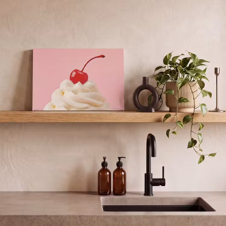 Canvas schilderij - Kers - Slagroom - Roze — 4