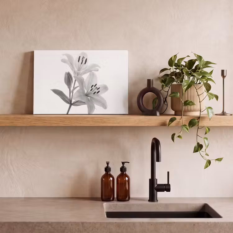 Canvas schilderij - Lelies - Elegant - Zwart - Wit — 4
