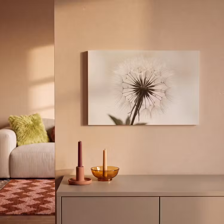 Canvas schilderij - Paardenbloem - Minimalistisch - Wit — 2