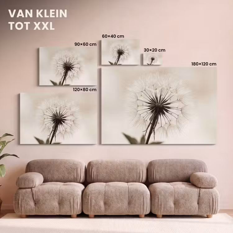 Canvas schilderij - Paardenbloem - Minimalistisch - Wit — 8