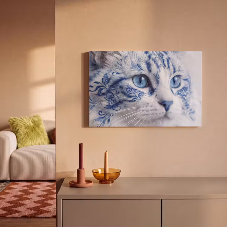 Canvas schilderij - Kat - Patroon - Blauw — 2