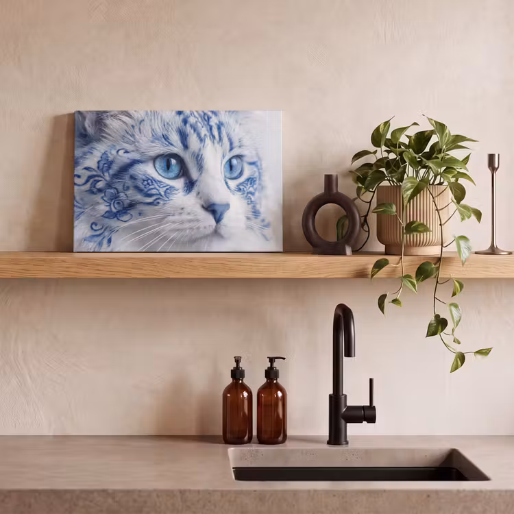 Canvas schilderij - Kat - Patroon - Blauw — 4
