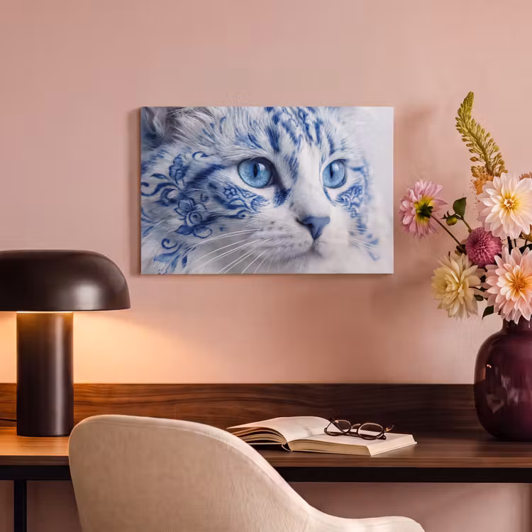 Canvas schilderij - Kat - Patroon - Blauw — 6