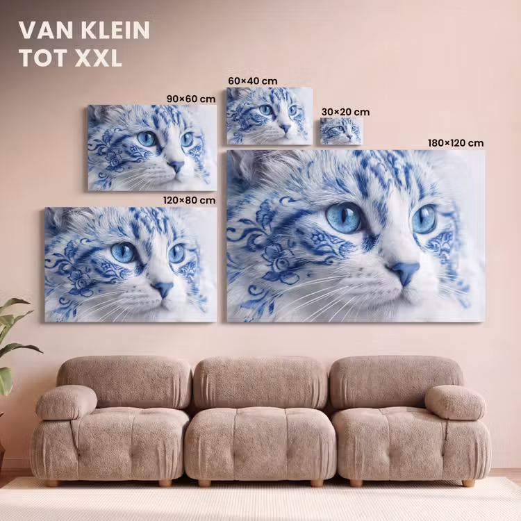 Canvas schilderij - Kat - Patroon - Blauw — 8