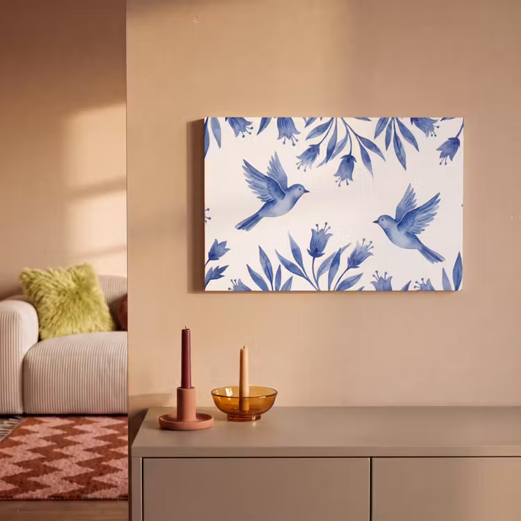 Canvas schilderij - Modern - Vogels - Delfts - Blauw — 2