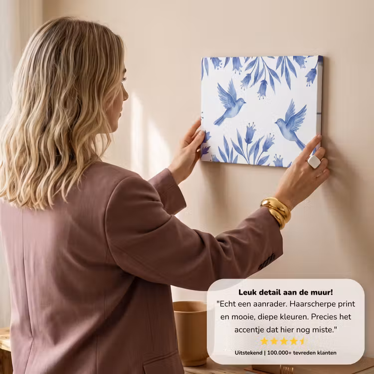Canvas schilderij - Modern - Vogels - Delfts - Blauw — 3