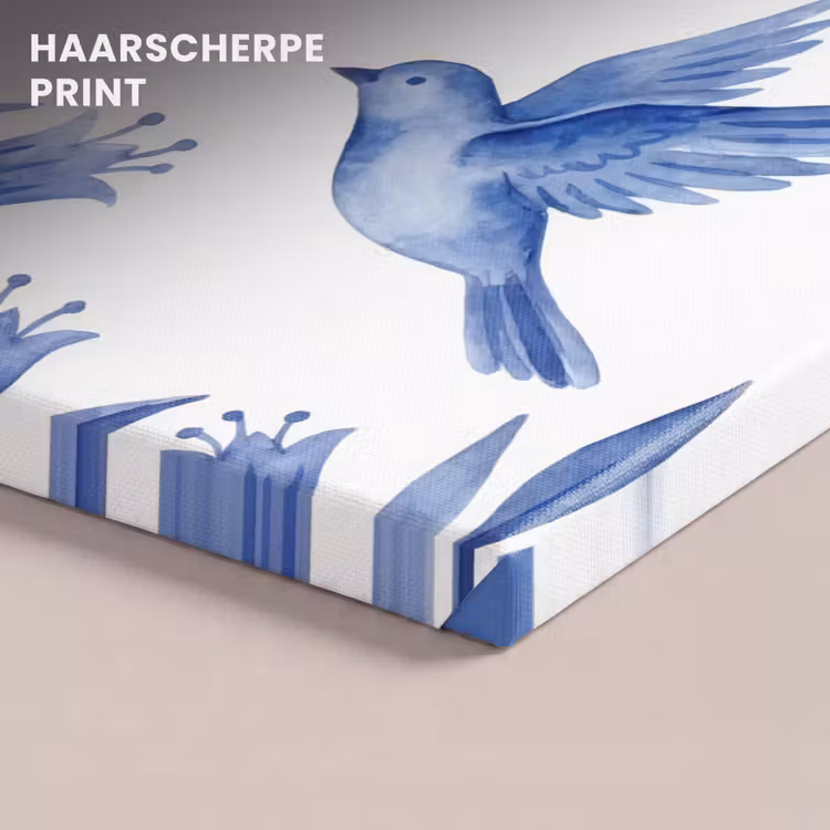 Canvas schilderij - Modern - Vogels - Delfts - Blauw — 5