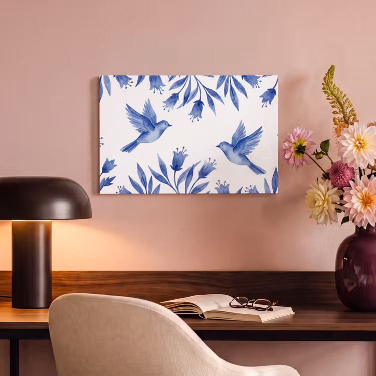 Canvas schilderij - Modern - Vogels - Delfts - Blauw — 6
