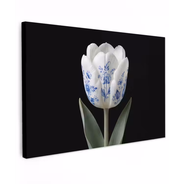 Canvas schilderij - Tulp - Patroon - Blauw — 1