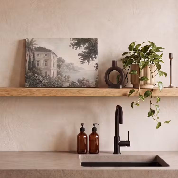 Canvas schilderij - Zee - Villa - Beige — 4
