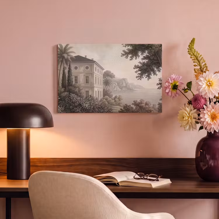 Canvas schilderij - Zee - Villa - Beige — 6