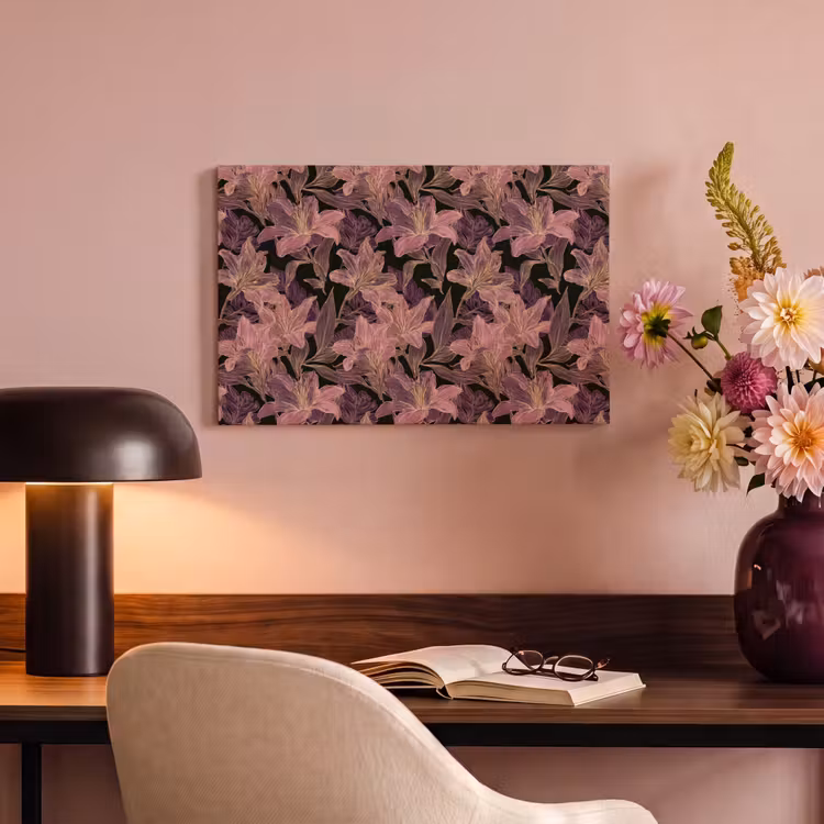 Canvas schilderij - Lelies - Patroon - Paars - Goud — 6