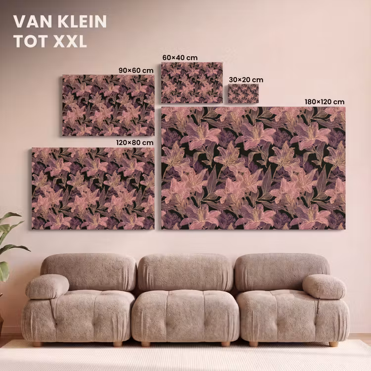 Canvas schilderij - Lelies - Patroon - Paars - Goud — 8