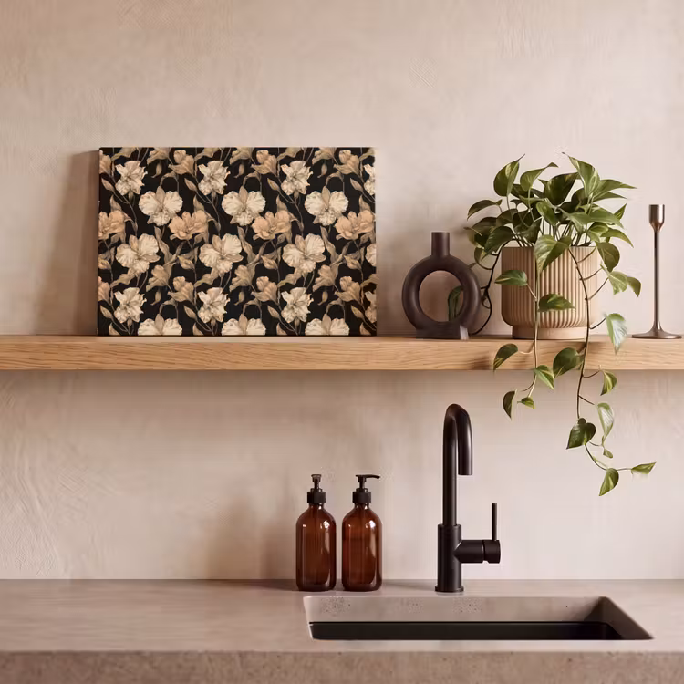Canvas schilderij - Orchideeën - Lijntekening - Patroon - Beige - Zwart — 4