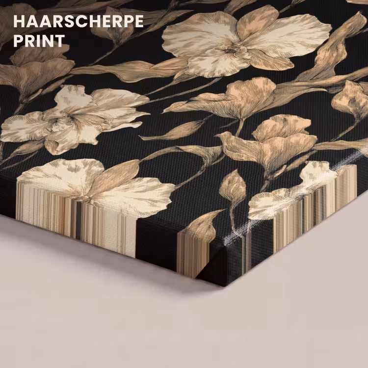 Canvas schilderij - Orchideeën - Lijntekening - Patroon - Beige - Zwart — 5
