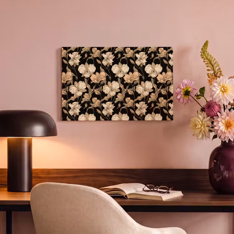 Canvas schilderij - Orchideeën - Lijntekening - Patroon - Beige - Zwart — 6
