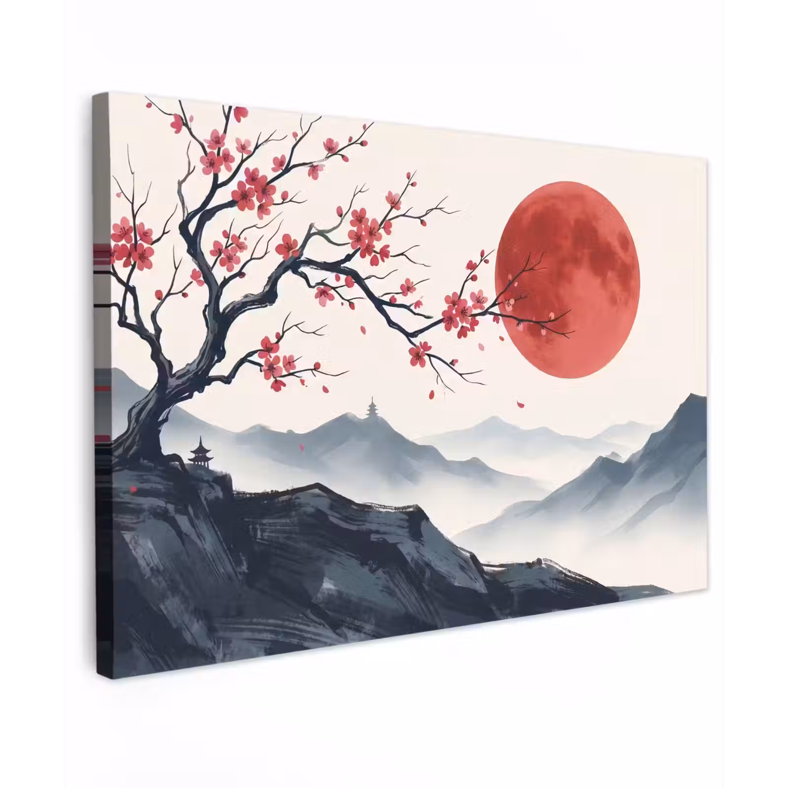 Canvas schilderij - Kersenbloesem - Oosters - Rood — 1