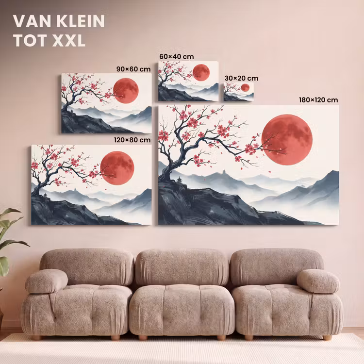 Canvas schilderij - Kersenbloesem - Oosters - Rood — 8