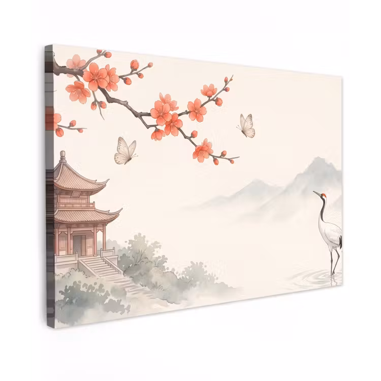 Canvas schilderij - Kraanvogel - Azië - Klassiek — 1