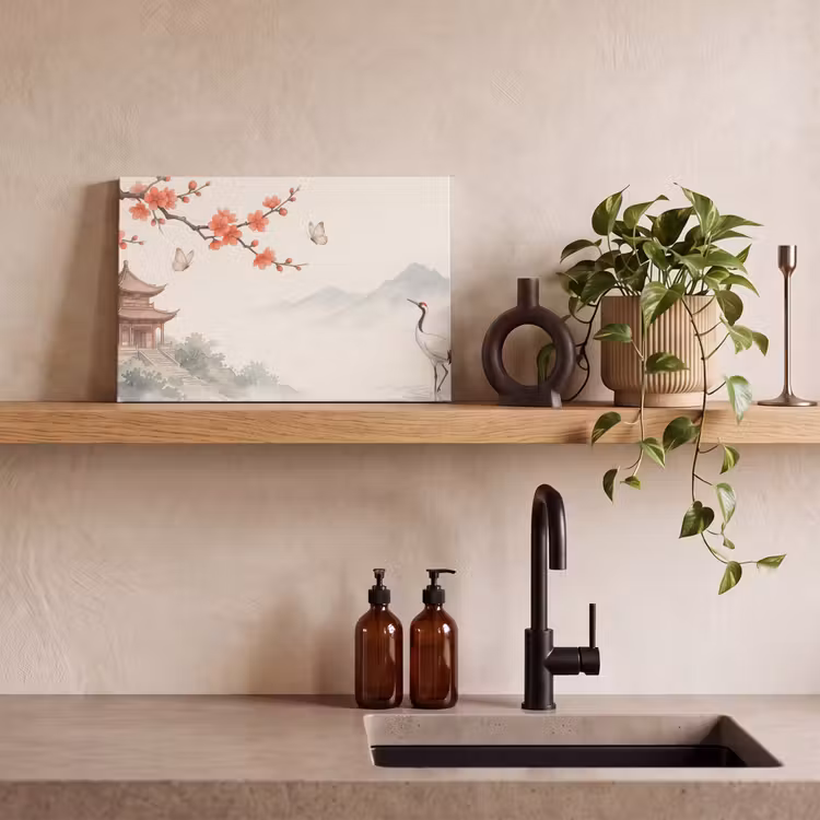 Canvas schilderij - Kraanvogel - Azië - Klassiek — 4