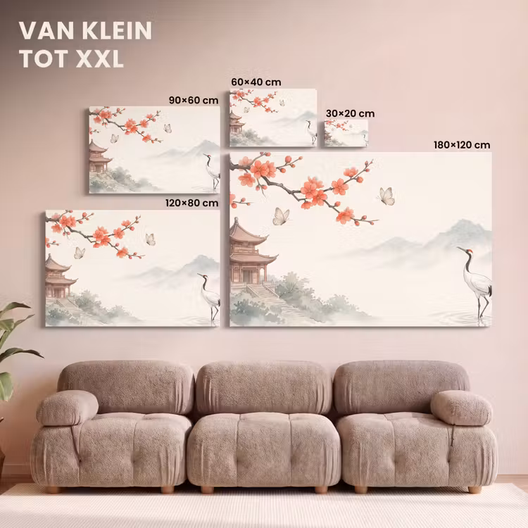 Canvas schilderij - Kraanvogel - Azië - Klassiek — 8