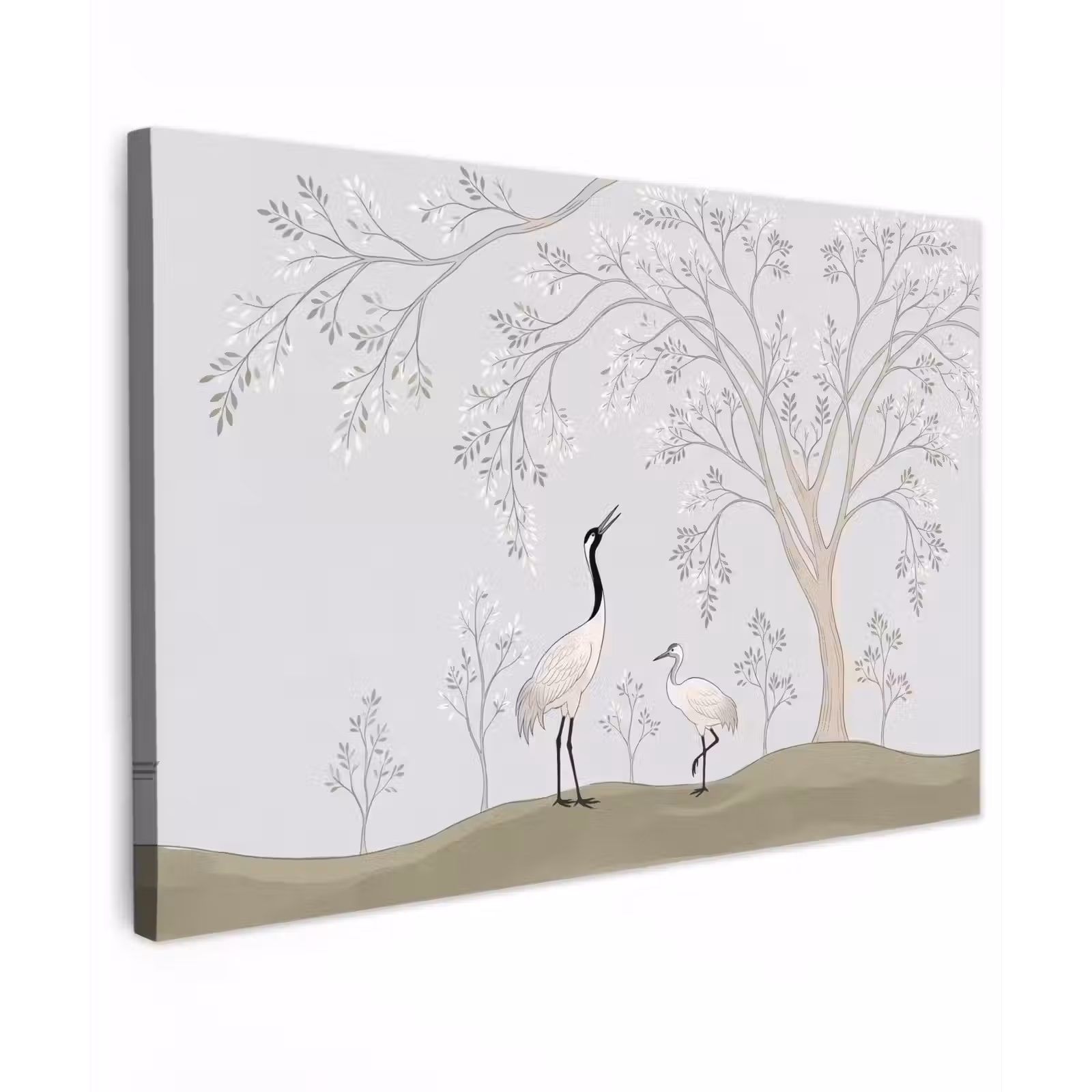 Canvas schilderij - Minimalistisch - Kraanvogels - Blauw — 1