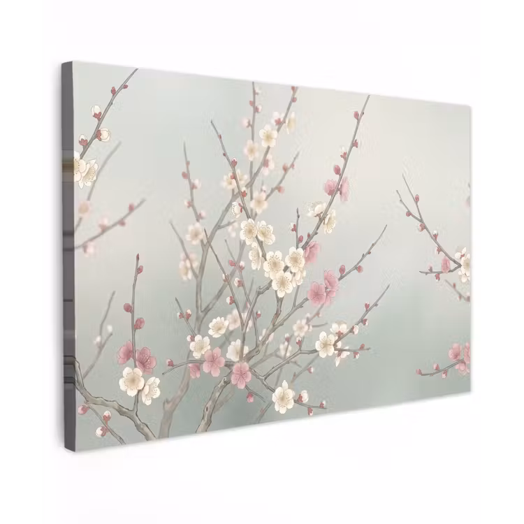 Canvas schilderij - Kersen - Bloesem - Groen — 1