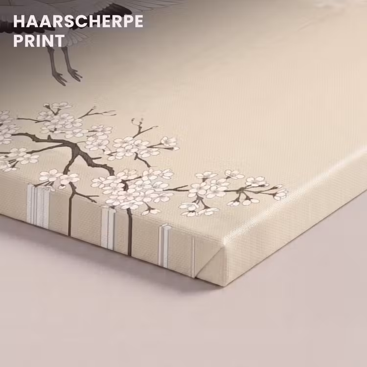 Canvas schilderij - Kraanvogels - Bloesem - Beige — 5