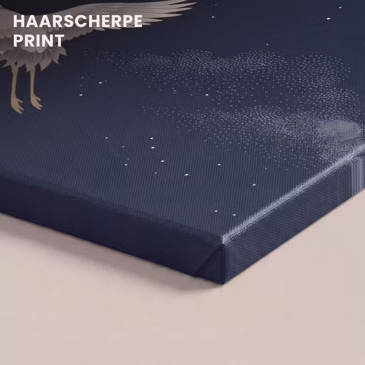 Canvas schilderij - Kraanvogels - Nachthemel - Blauw — 5