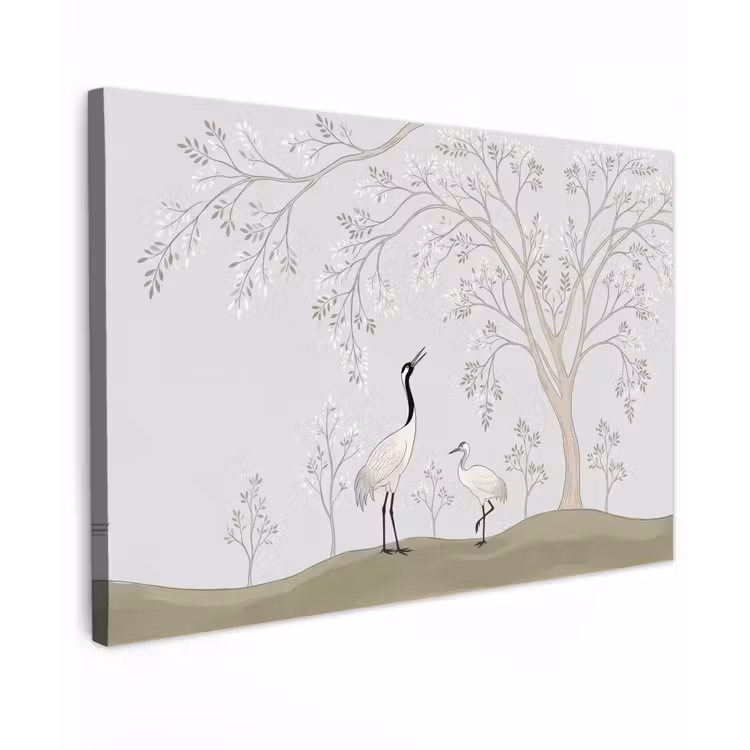 Canvas schilderij - Minimalistisch - Kraanvogels - Blauw — 1