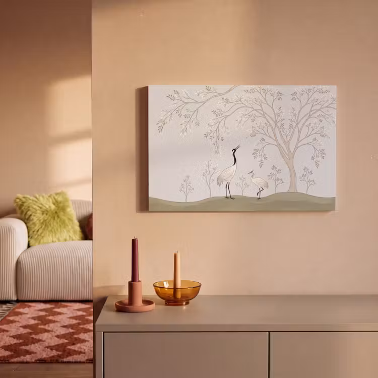Canvas schilderij - Minimalistisch - Kraanvogels - Blauw — 2