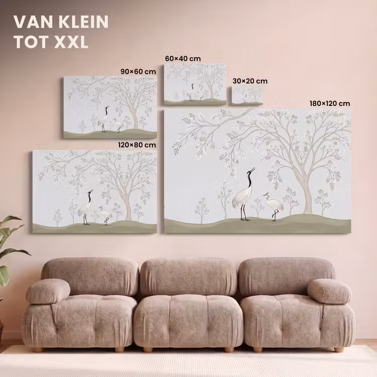 Canvas schilderij - Minimalistisch - Kraanvogels - Blauw — 8