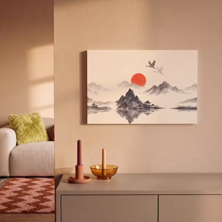 Canvas schilderij - Oosters - Kraanvogels - Landschap — 2
