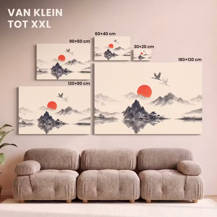 Canvas schilderij - Oosters - Kraanvogels - Landschap — 8