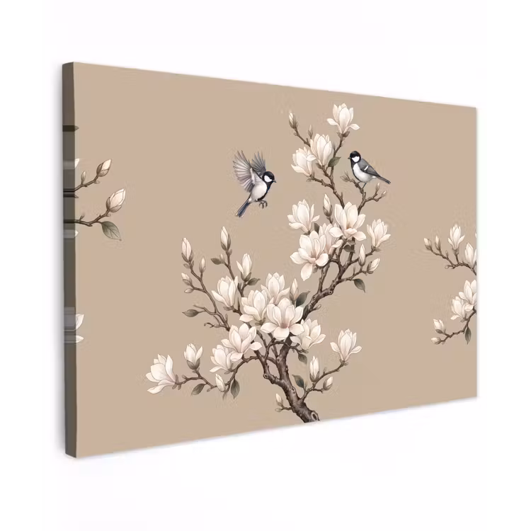 Canvas schilderij - Oosters - Vogels - Beige — 1