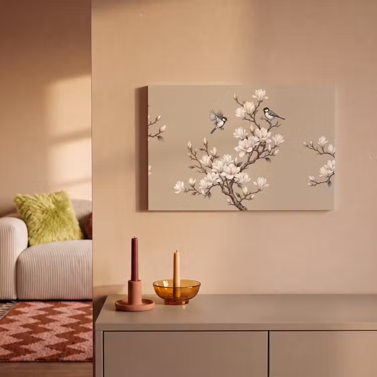 Canvas schilderij - Oosters - Vogels - Beige — 2