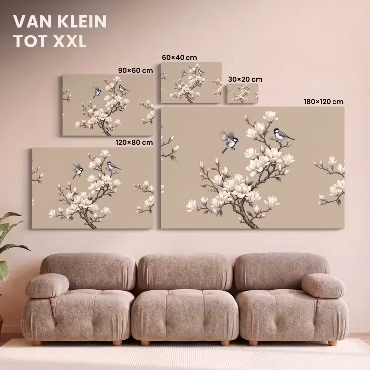 Canvas schilderij - Oosters - Vogels - Beige — 8