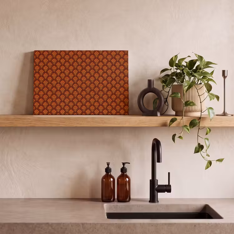 Canvas schilderij - Waaiers - Art Deco - Botanisch - Roestbruin - Oranje — 4