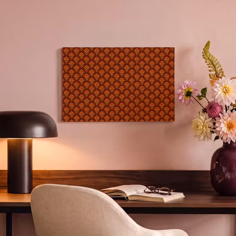 Canvas schilderij - Waaiers - Art Deco - Botanisch - Roestbruin - Oranje — 6