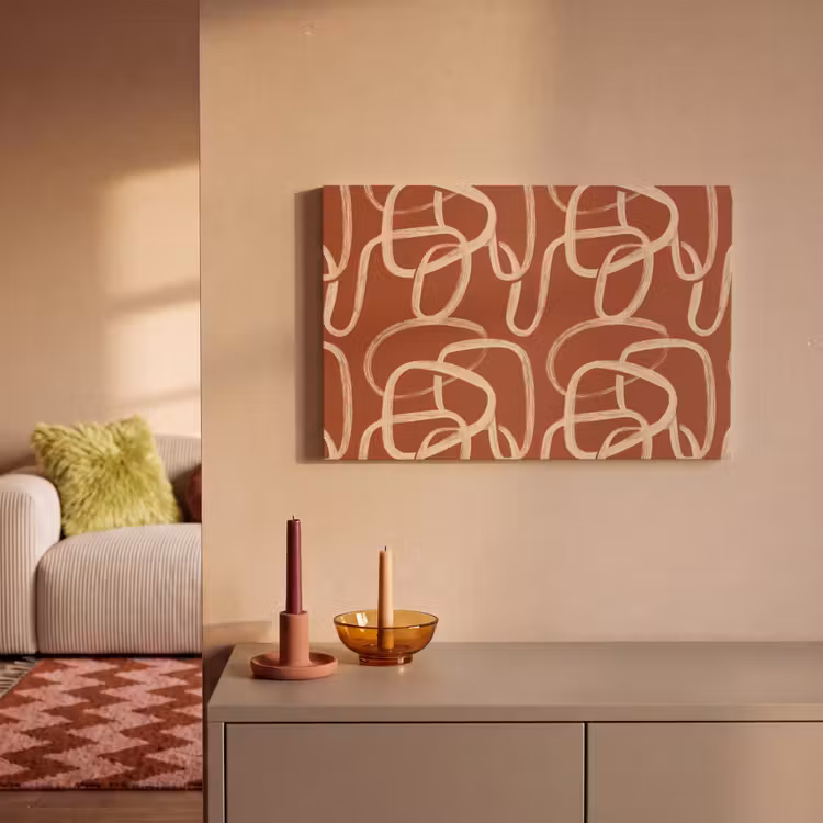 Canvas schilderij - Lijnen - Abstract - Organisch - Terracotta - Crème — 2