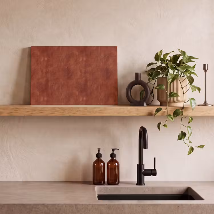 Canvas schilderij - Stucwerk - Textuur - Terracotta — 4