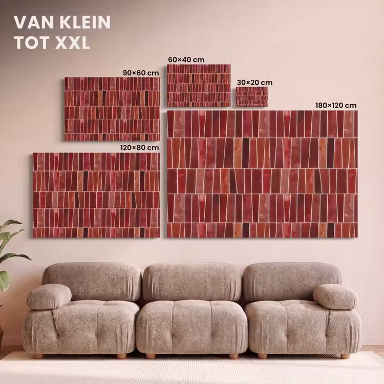 Canvas schilderij - Tegels - Modern - Structuur - Dieprood — 8