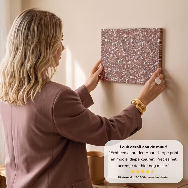 Canvas schilderij - Terrazzo - Patroon - Steentextuur - Roodbruin — 3