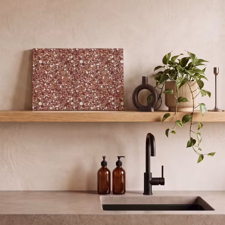 Canvas schilderij - Terrazzo - Patroon - Steentextuur - Roodbruin — 4