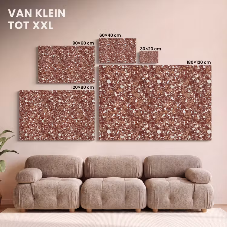Canvas schilderij - Terrazzo - Patroon - Steentextuur - Roodbruin — 8