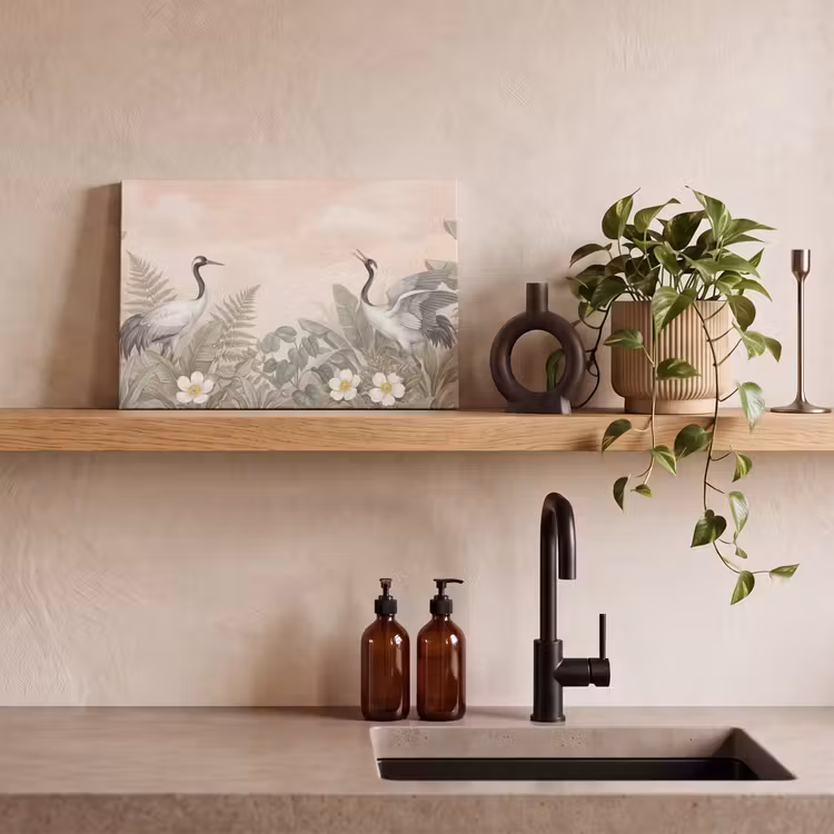 Canvas schilderij - Kraanvogels - Natuur - Roze — 4