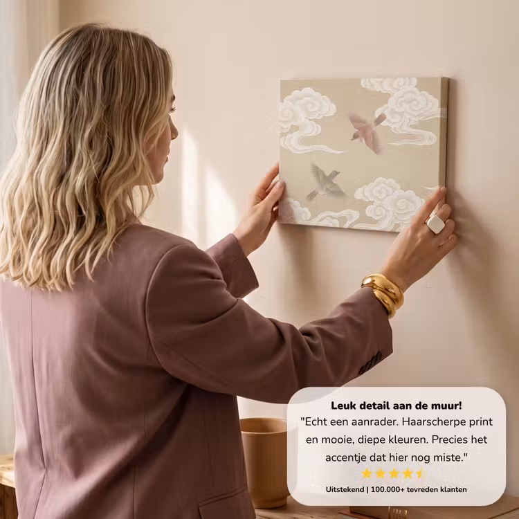 Canvas schilderij - Vogels - Vliegen - Beige — 3