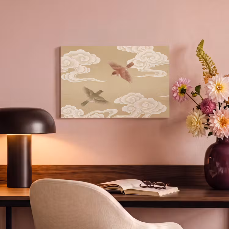 Canvas schilderij - Vogels - Vliegen - Beige — 6