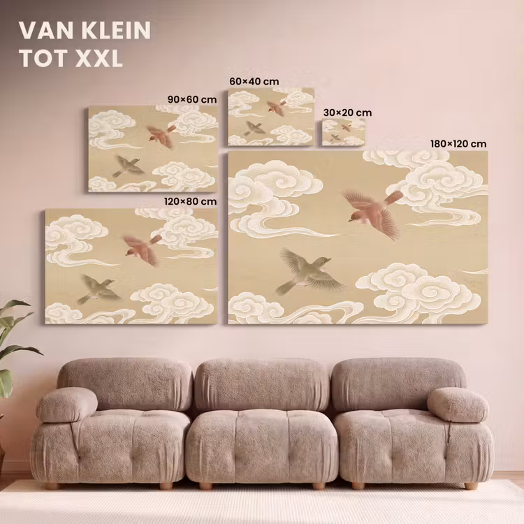 Canvas schilderij - Vogels - Vliegen - Beige — 8