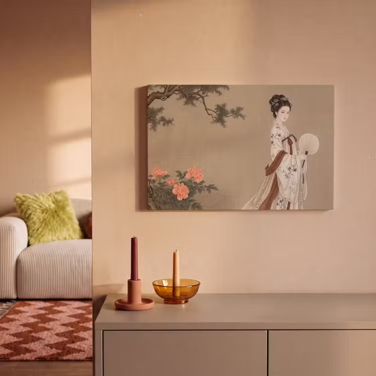 Canvas schilderij - Vrouw - Azië - Kunst - Beige — 2